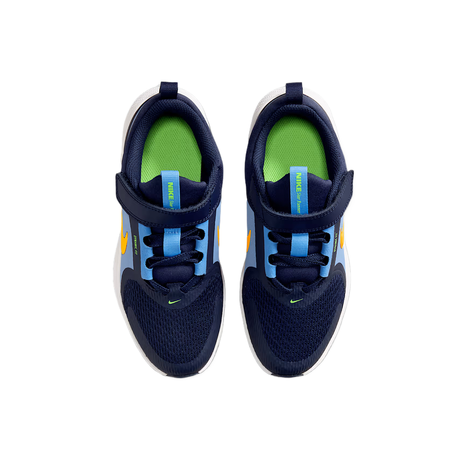 Детские дышащие низкие беговые кроссовки Star Runner 5 Nike, midnight синий/university синий/bright оранжевый/laser оранжевый — фото 4