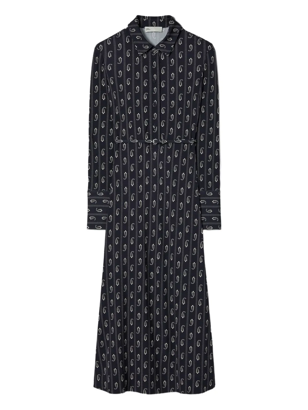 

Платье-рубашка с поясом и принтом пейсли Tory Burch, синий