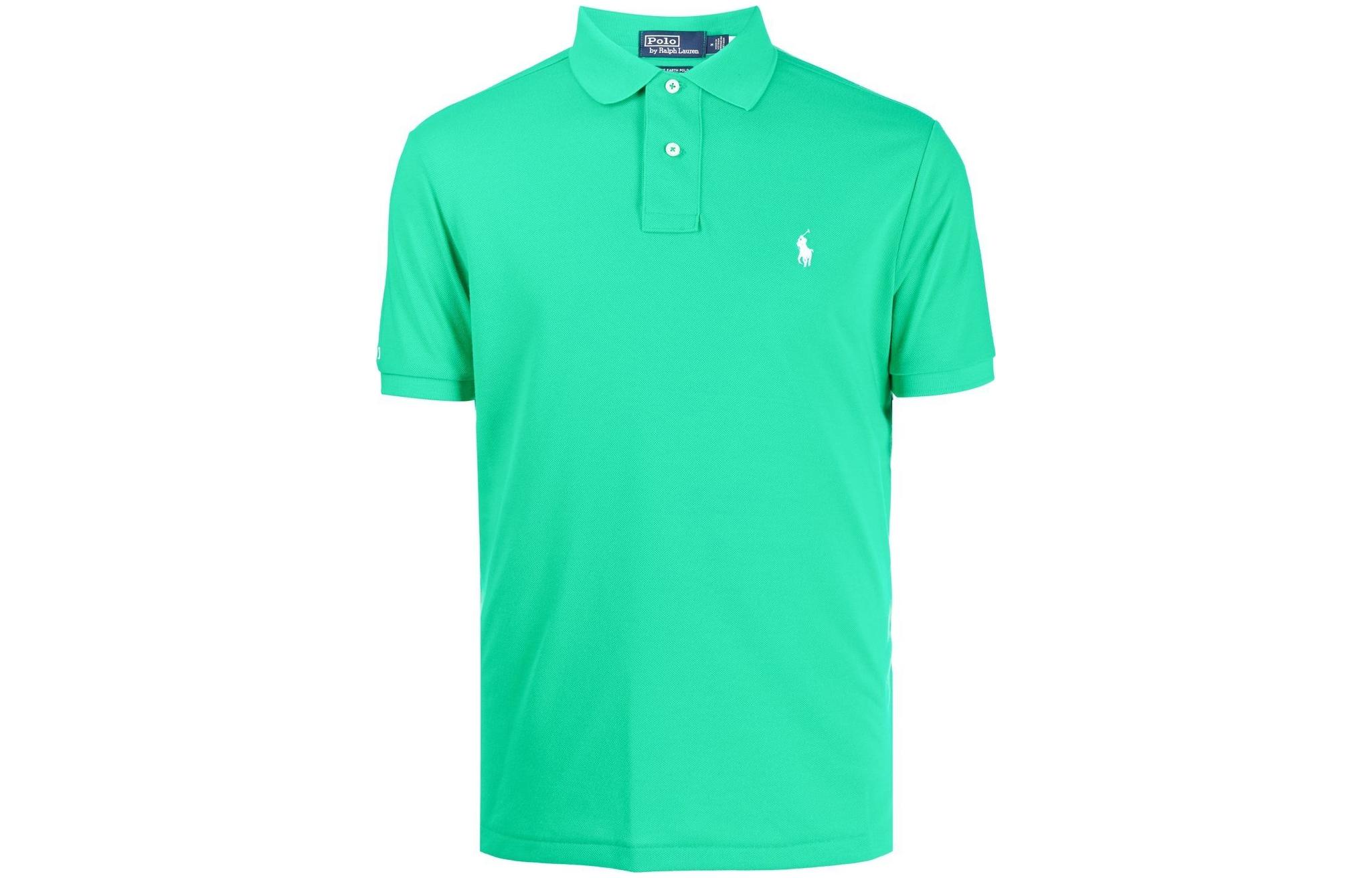 Поло с коротким рукавом и вышитым логотипом Polo Ralph Lauren, зеленый — фото 3
