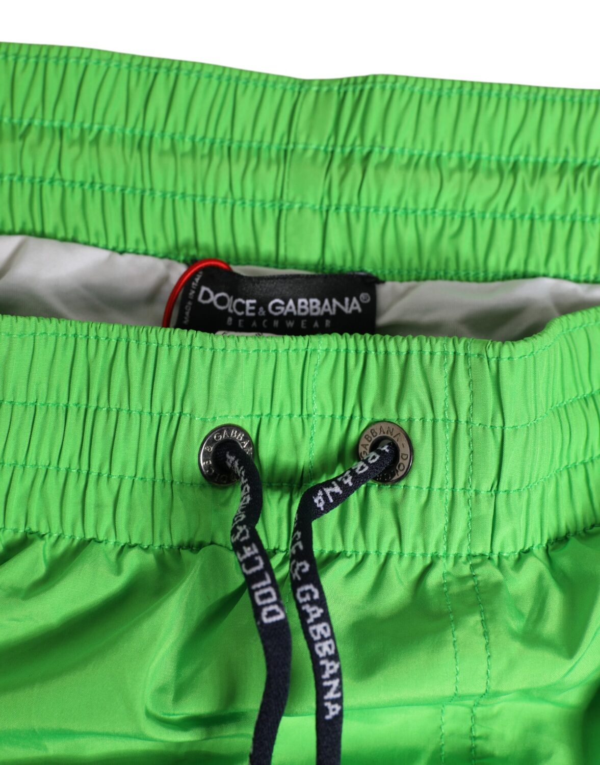 Зеленые нейлоновые мужские шорты на завязках для плавания Dolce & Gabbana, зеленый — фото 2