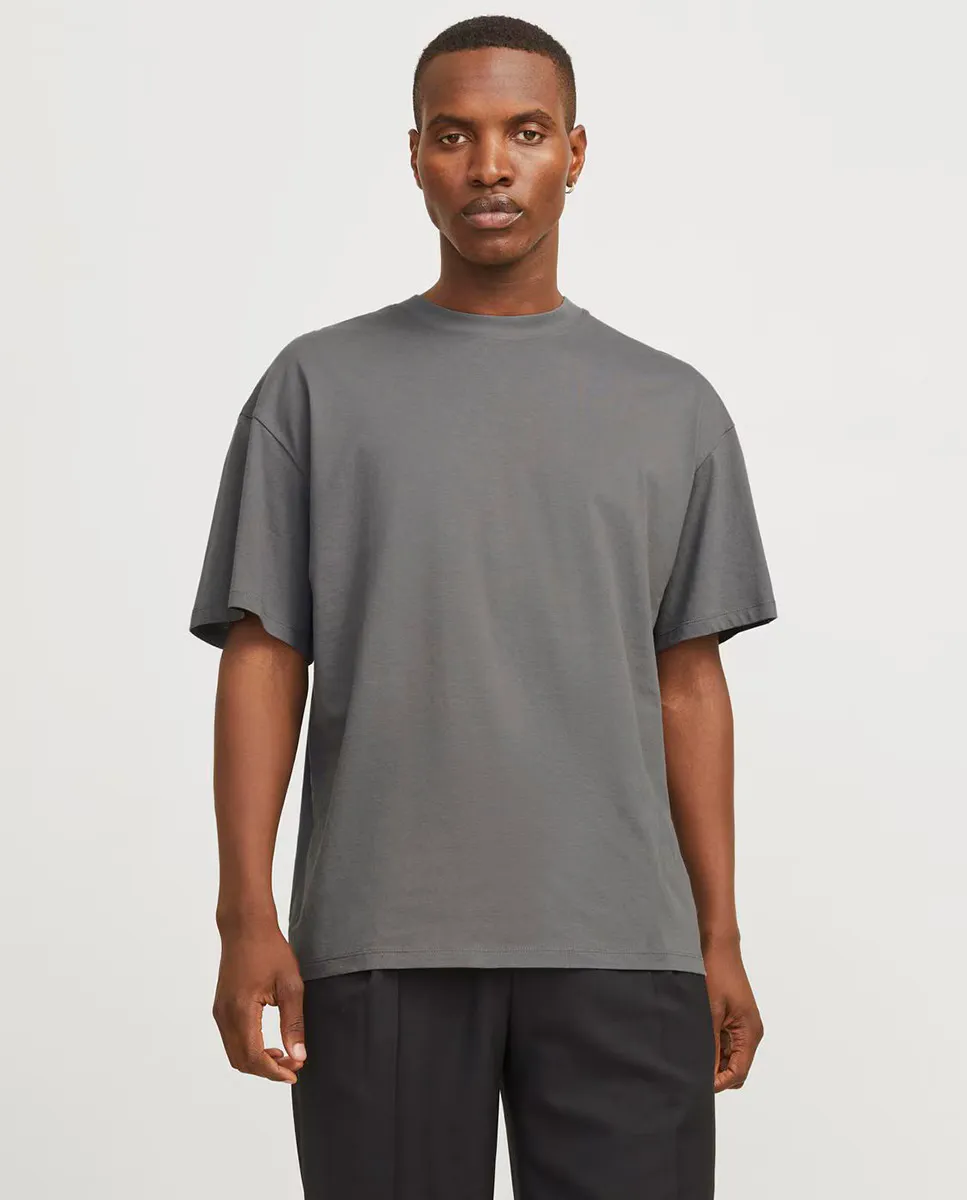 

Мужская однотонная футболка с круглым вырезом и короткими рукавами Jack & Jones, серый