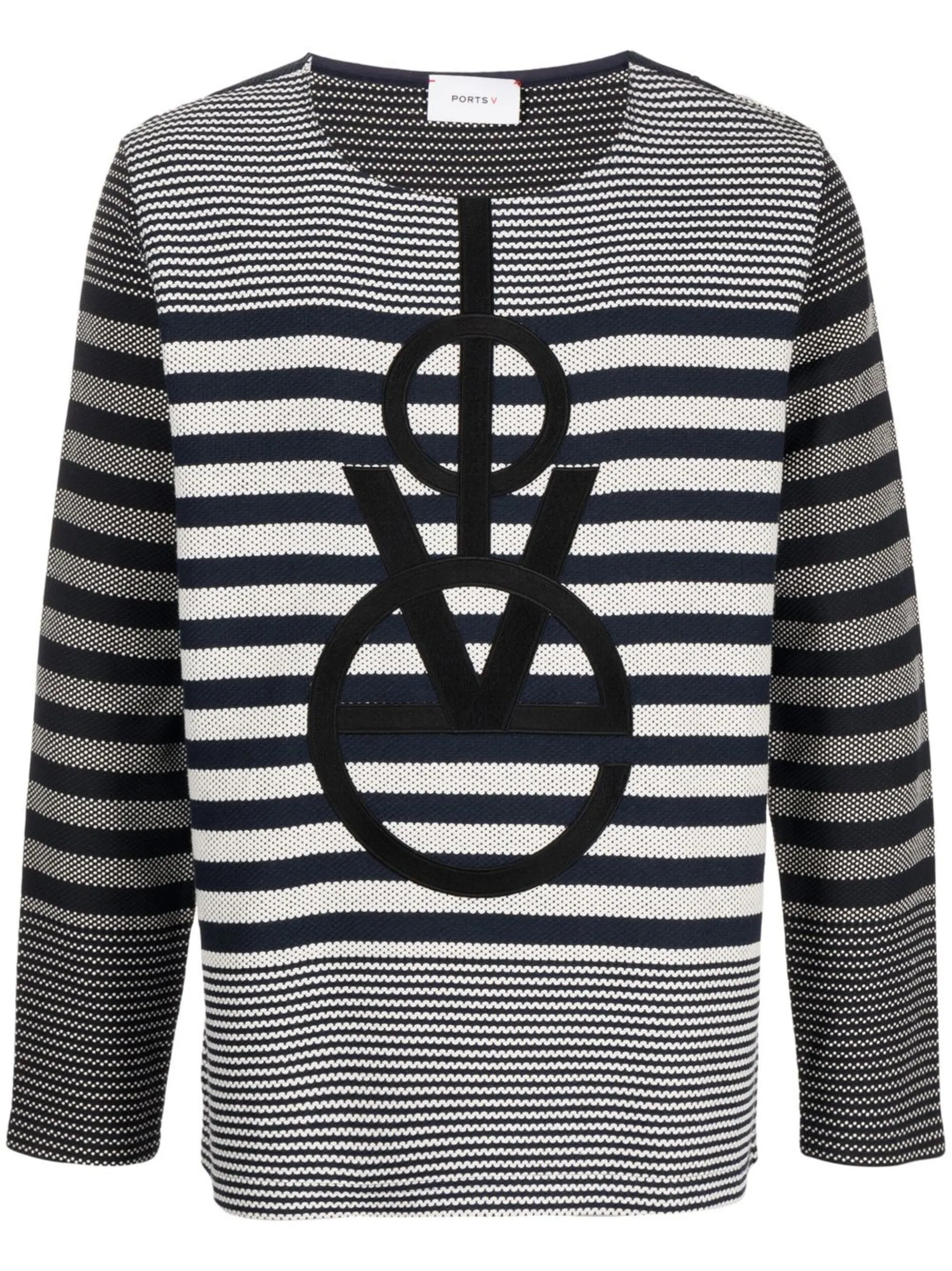 

Полосатая футболка с вышитым логотипом Ports V, синий