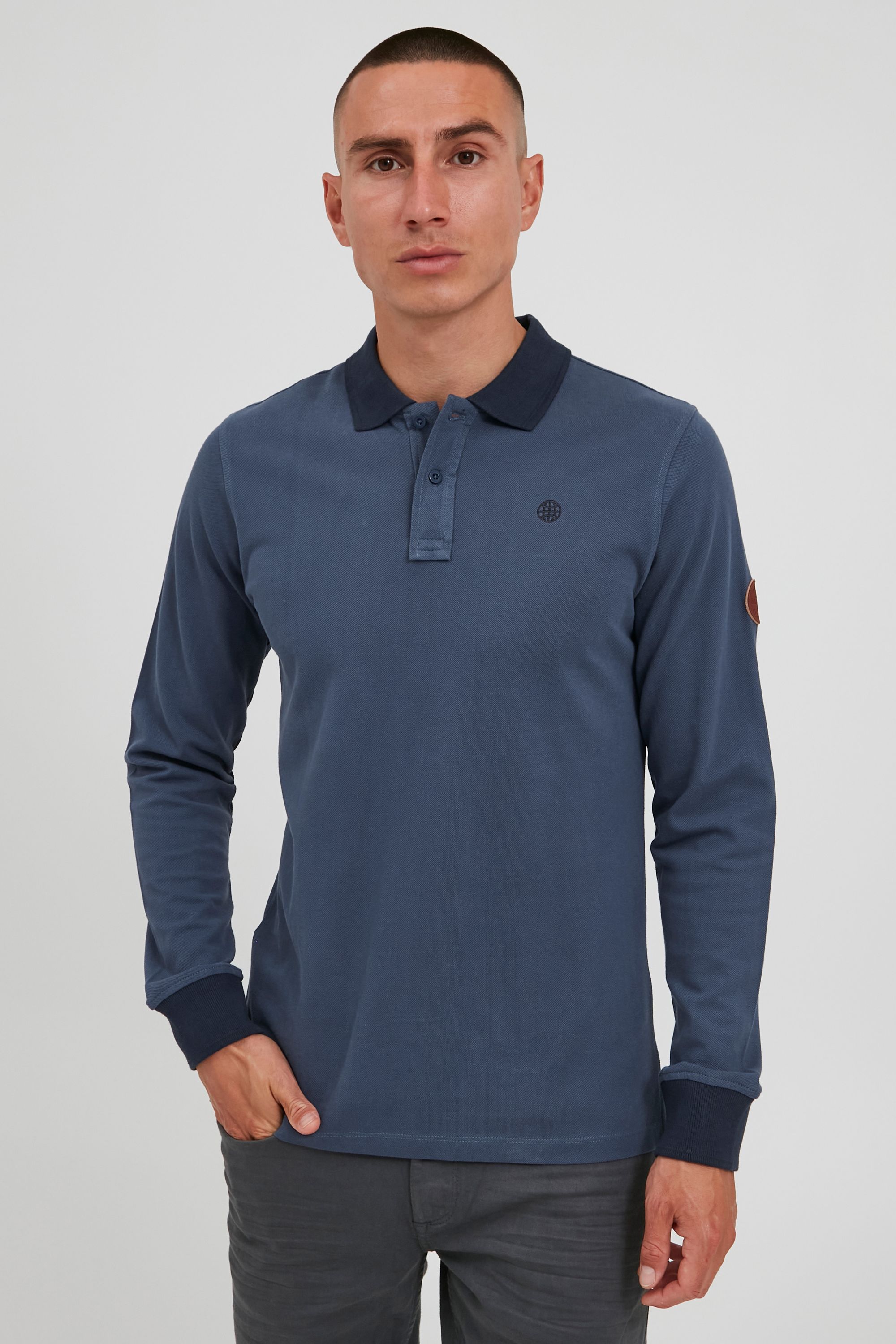 

Лонгслив BLEND Langarm Poloshirt, синий