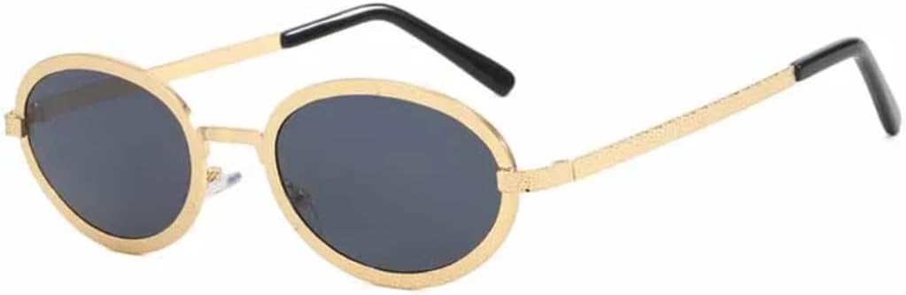 

Овальные металлические солнцезащитные очки для женщин, тренд для уличной стрельбы, солнцезащитные очки для уличной стрельбы с защитой от УФ-излучения UV400 VVTWSSW, Gold Dark Gray