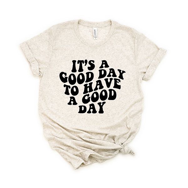 

Футболка с принтом It's a good day to have a good day Simply Sage Market, Oatmeal, Серый, Футболка с принтом It's a good day to have a good day Simply Sage Market, Oatmeal