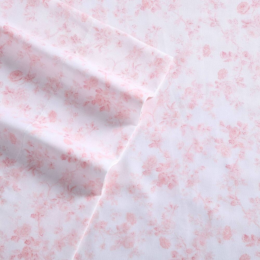 

Комплект простыней Laura Ashley из хлопка с атласом плотностью 300 ниток с принтом, цвет Bella Pink