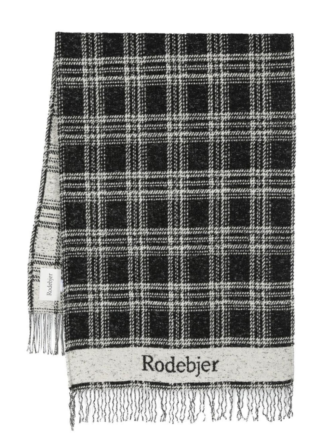 

Клетчатый шарф с бахромой Rodebjer, черный