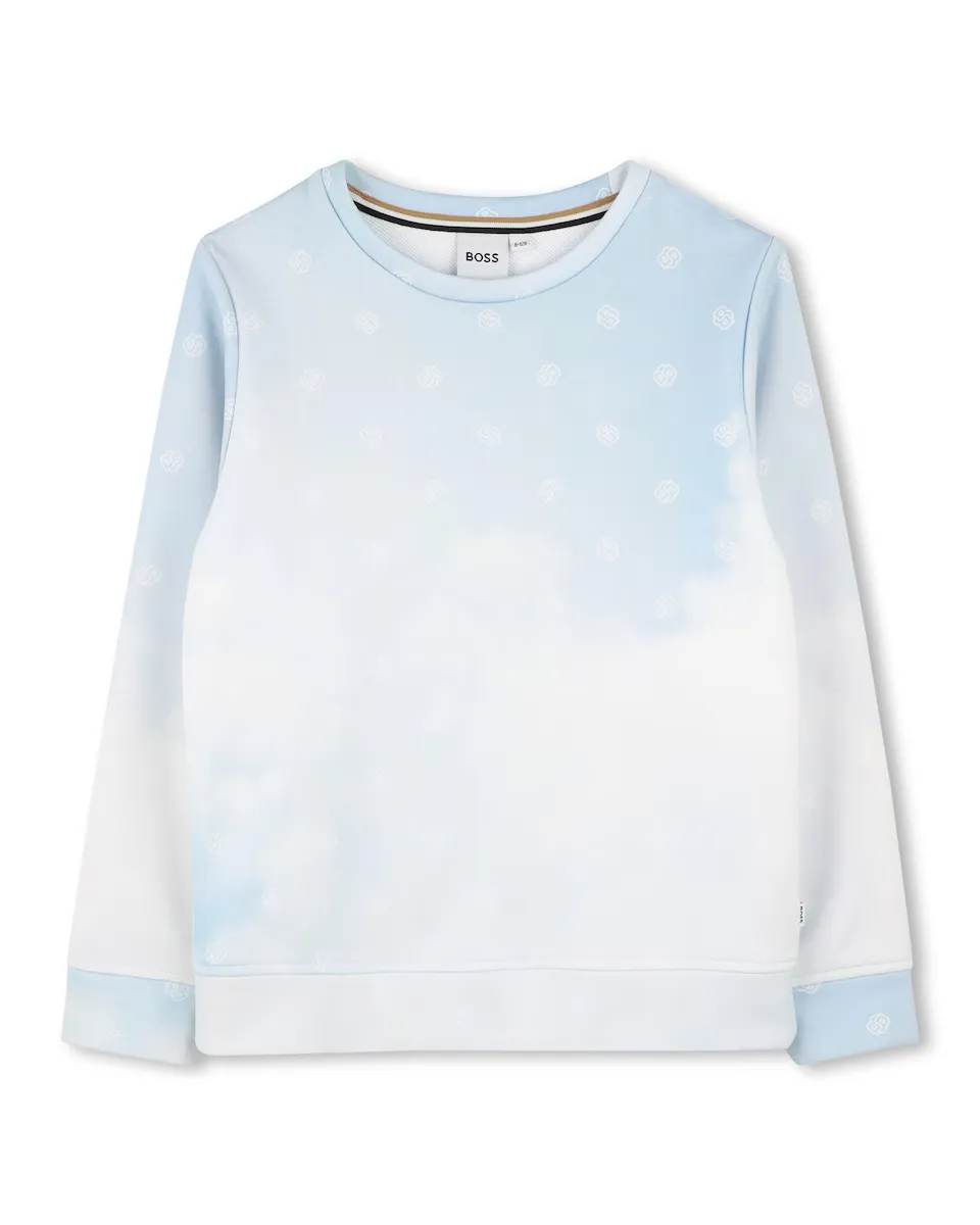 

Синий свитшот для мальчиков с длинными рукавами BOSS Kidswear, бирюзовый