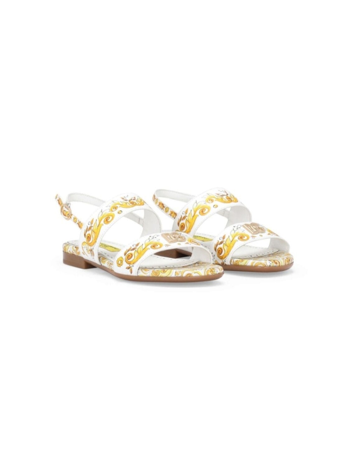 

Dolce & Gabbana Kids босоножки с принтом Majolica, белый