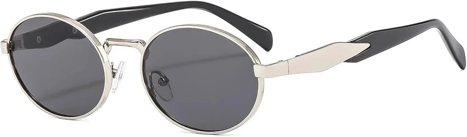 

Солнцезащитные очки с защитой от УФ-излучения UV400 | Панк-овальные | Для женщин и мужчин | Для занятий спортом на открытом воздухе и вождения DSVIGF, Silver Black