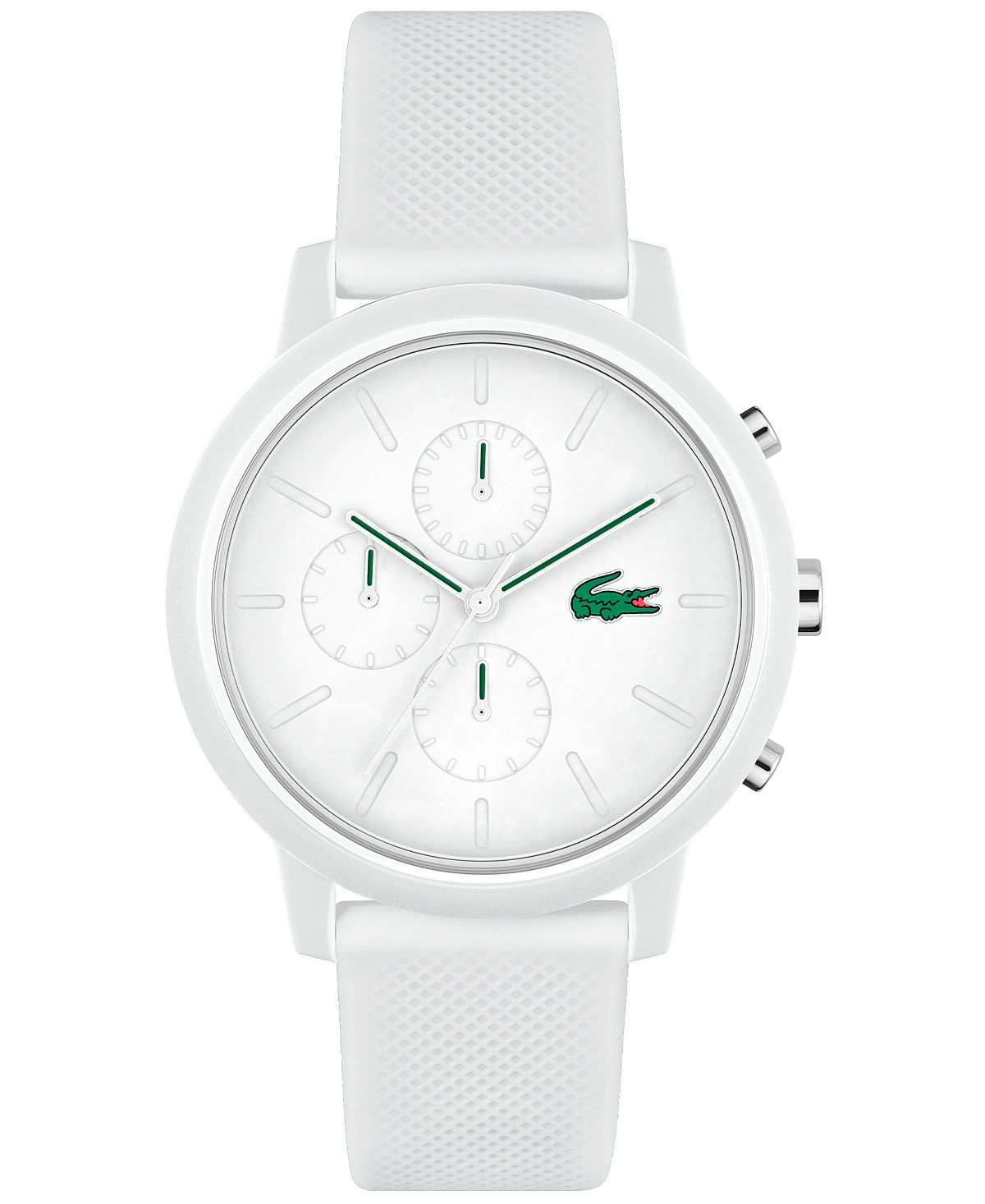 

Мужчины. L 12.12. Часы Chrono Белый силиконовый ремешок 43 мм Lacoste