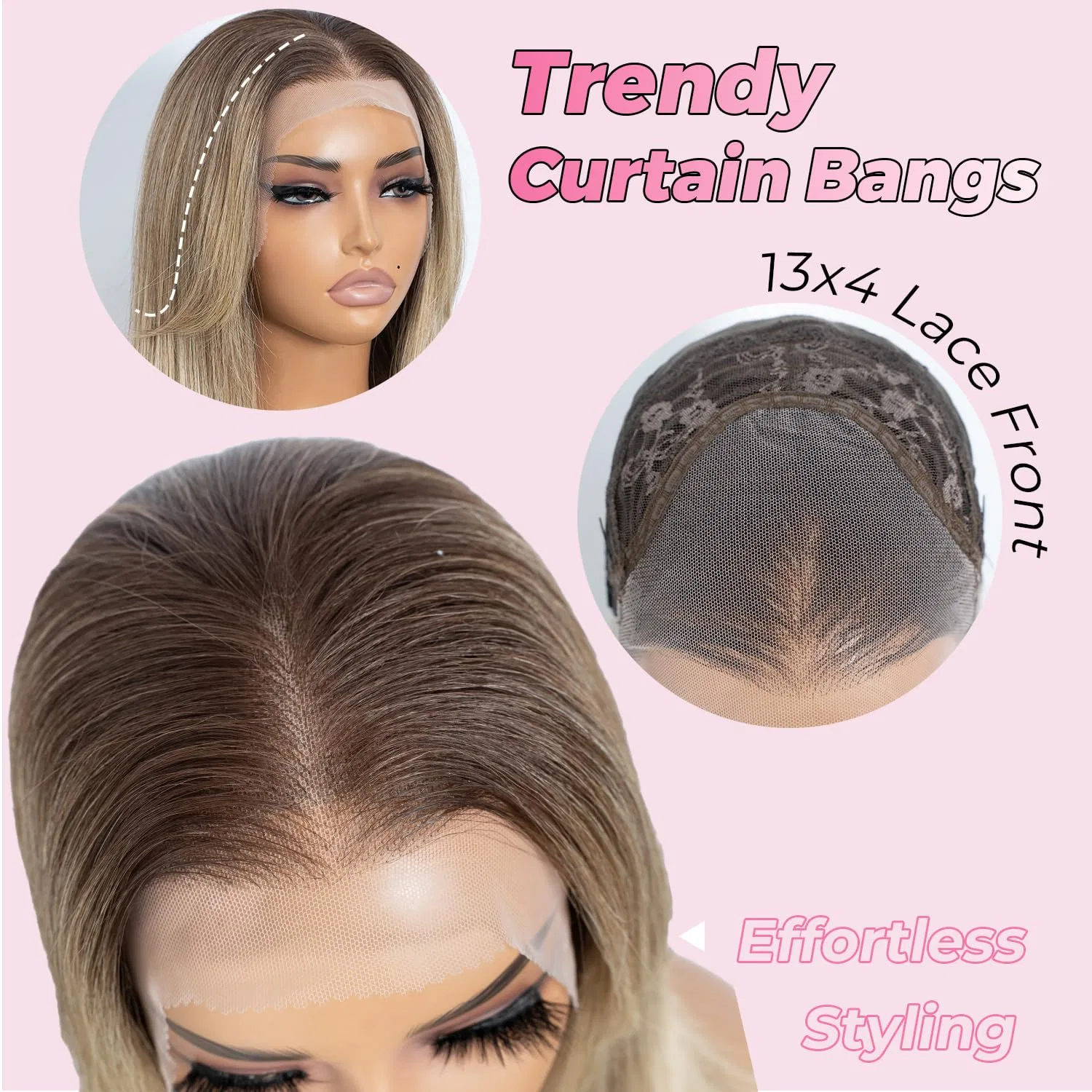 Синтетический парик Style Icon 13x4 Long Straight Wig с челкой Style Icon, 10A/6C/24J — фото 3