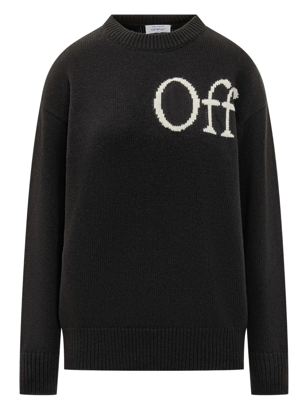 

Свитер с круглым вырезом цвета слоновой кости OFF-WHITE, черный
