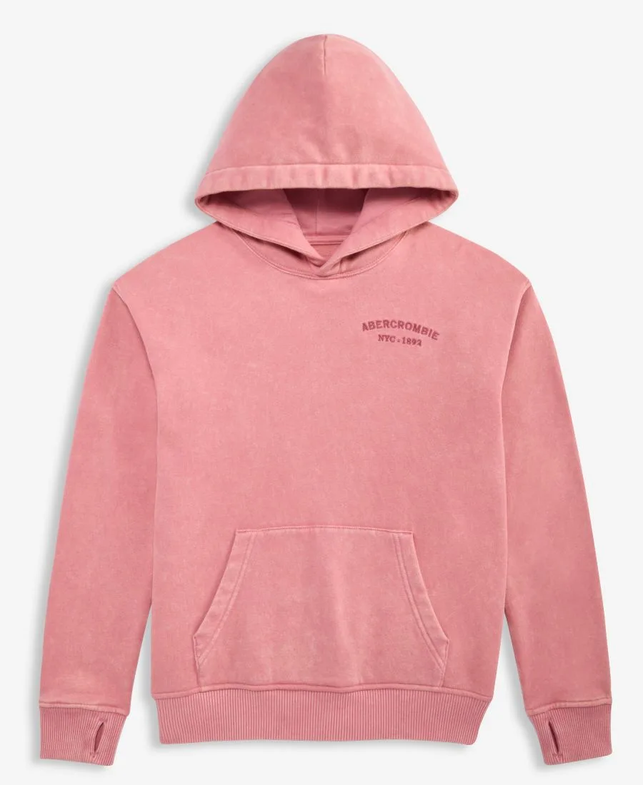 Детская толстовка с капюшоном, выцветшая на солнце Abercrombie kids, dusty розовый — фото 2