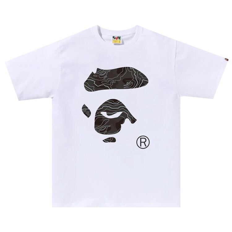 

Футболка BAPE Layered Line Camo Ape Face 'White/Black', белый