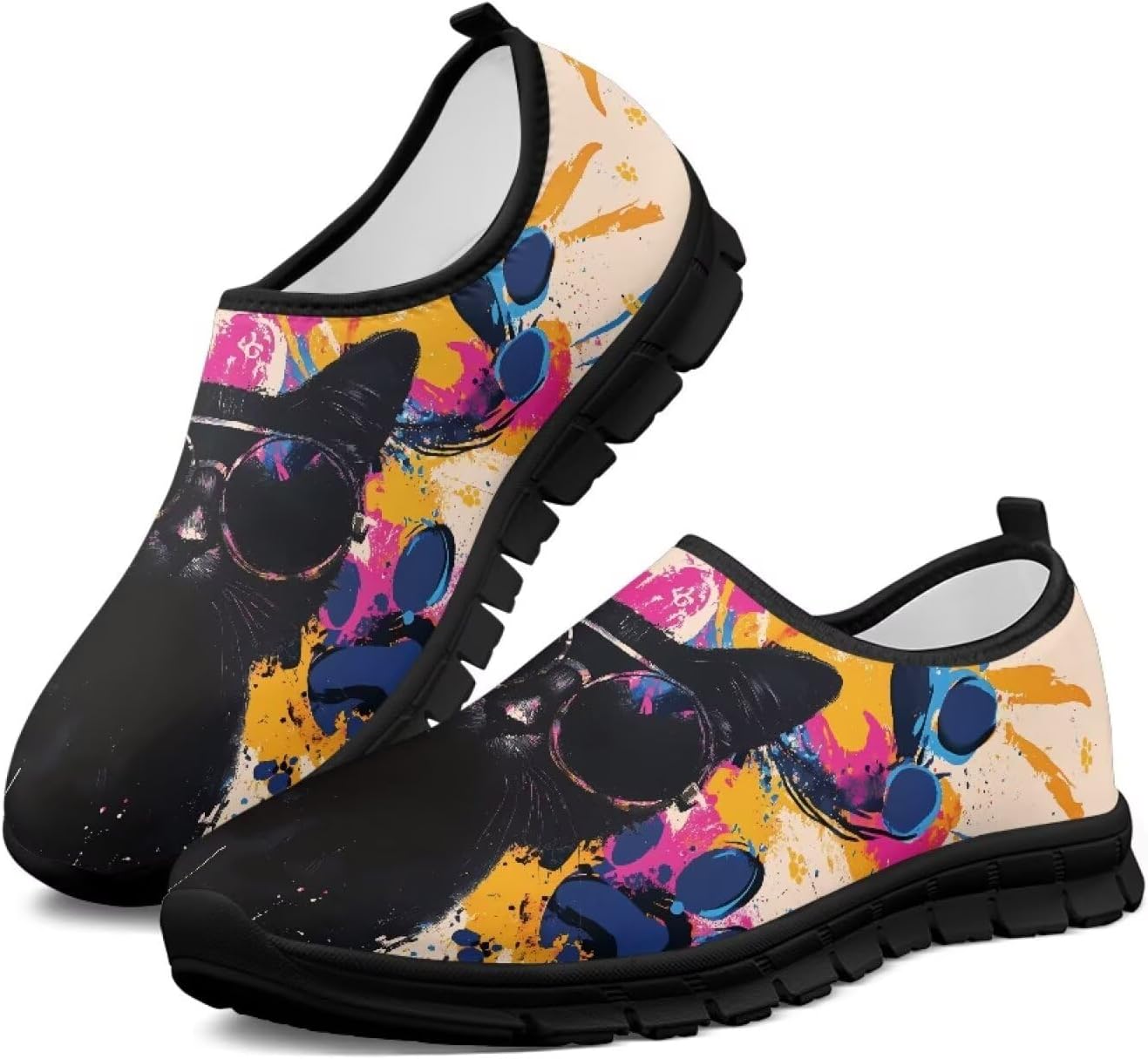 

Женские кроссовки для ходьбы с поддержкой свода стопы, слипоны, противоскользящие, удобные, дышащие, размер США 5.5-13.5 Chririnla, черный