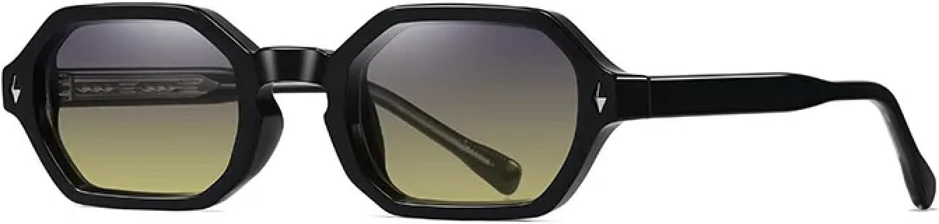 

Солнцезащитные очки в винтажной шестиугольной оправе, маленькие, для женщин и мужчин, роскошные, популярные, в стиле панк, с заклепками, для вождения TVTBBVV, Black Gray Yellow