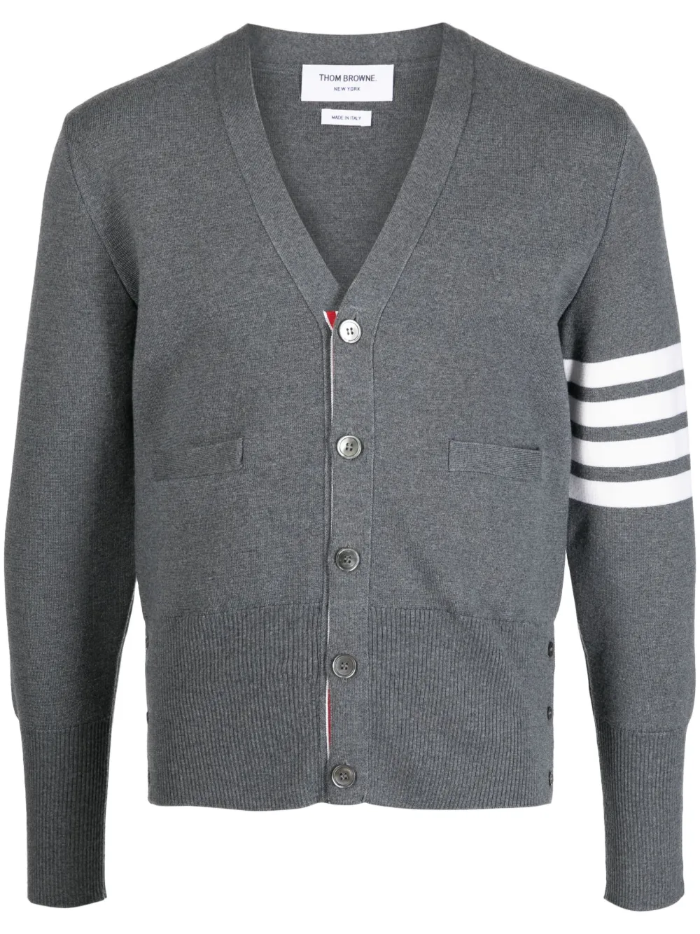 

Кардиган Milano Stitch с полосками 4-Bar THOM BROWNE, серый