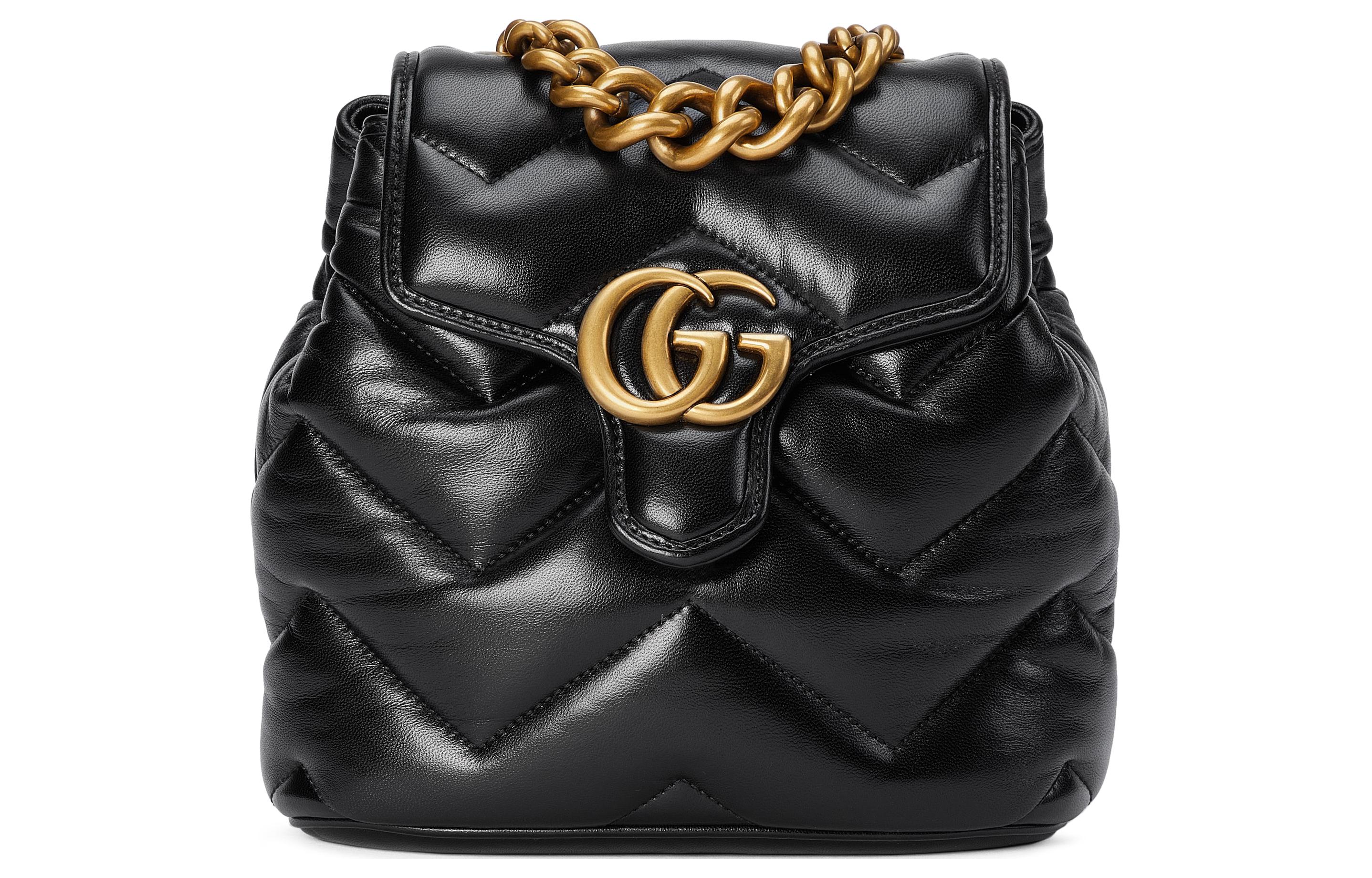 

GUCCI GG Marmont Рюкзак из стёганой кожи с V-образным узором для женщин черный