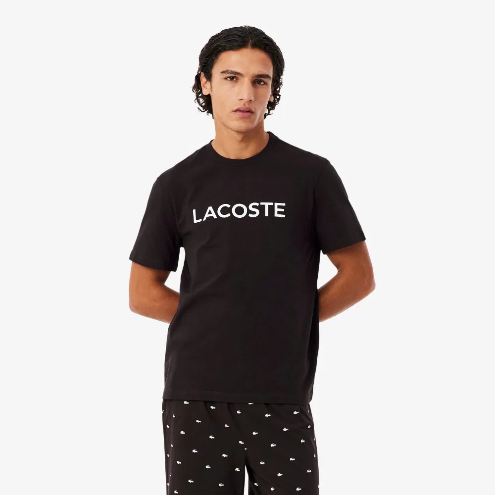 Мужская пижама с логотипом Lacoste чёрного цвета — фото 2