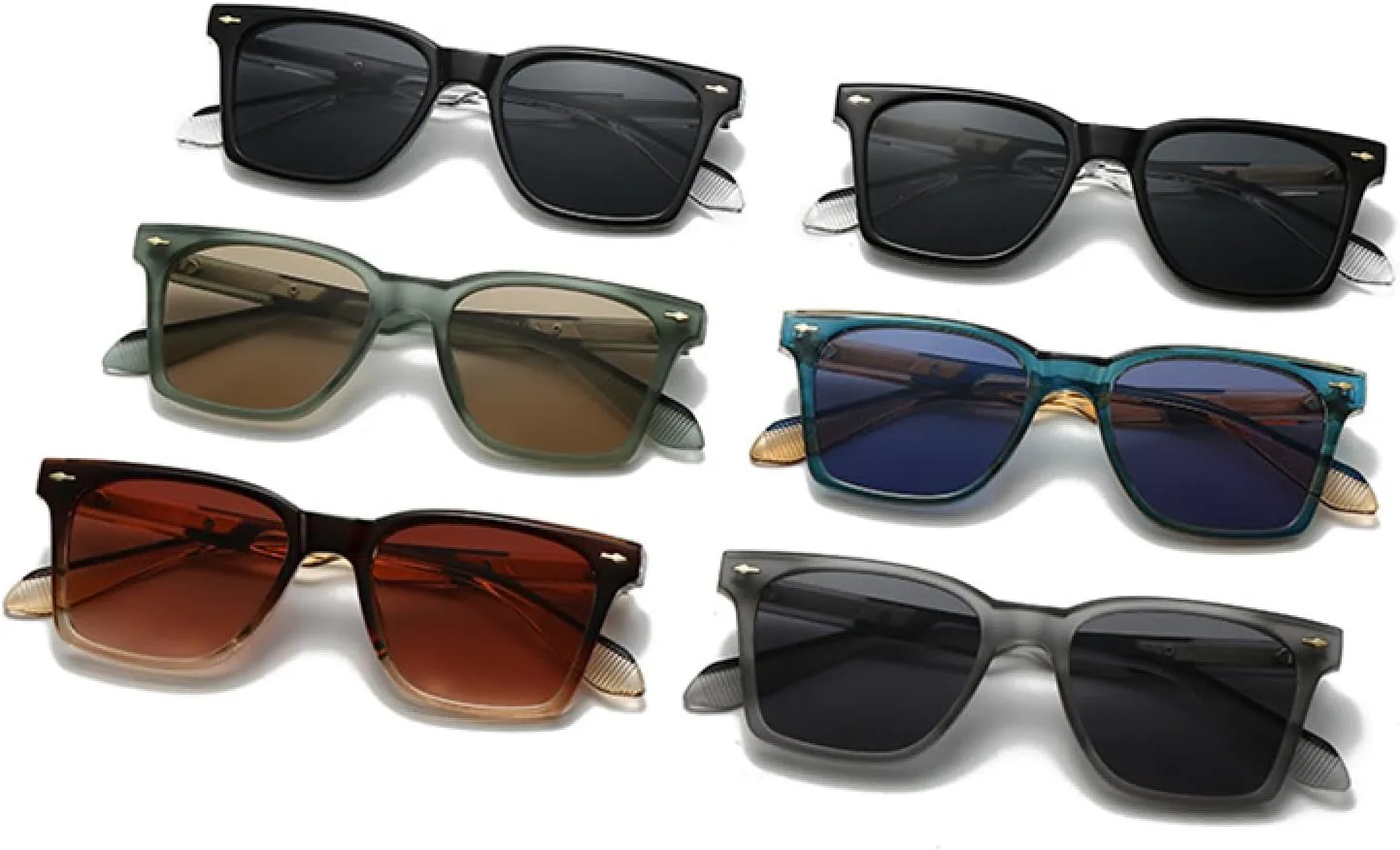 

Женские солнцезащитные очки с заклепками, сине-зеленые, с защитой от УФ-излучения UV400. Мужские солнцезащитные очки в стиле панк DSVIGF, Brown Tea Gradient