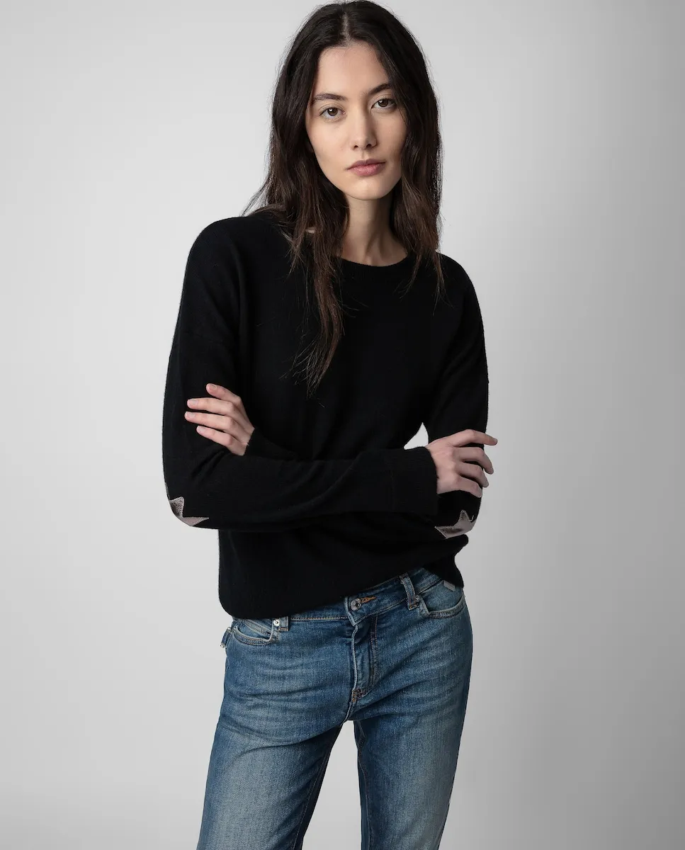 

Женский кашемировый свитер Cici Patch с заплатками на локтях Zadig & Voltaire, черный