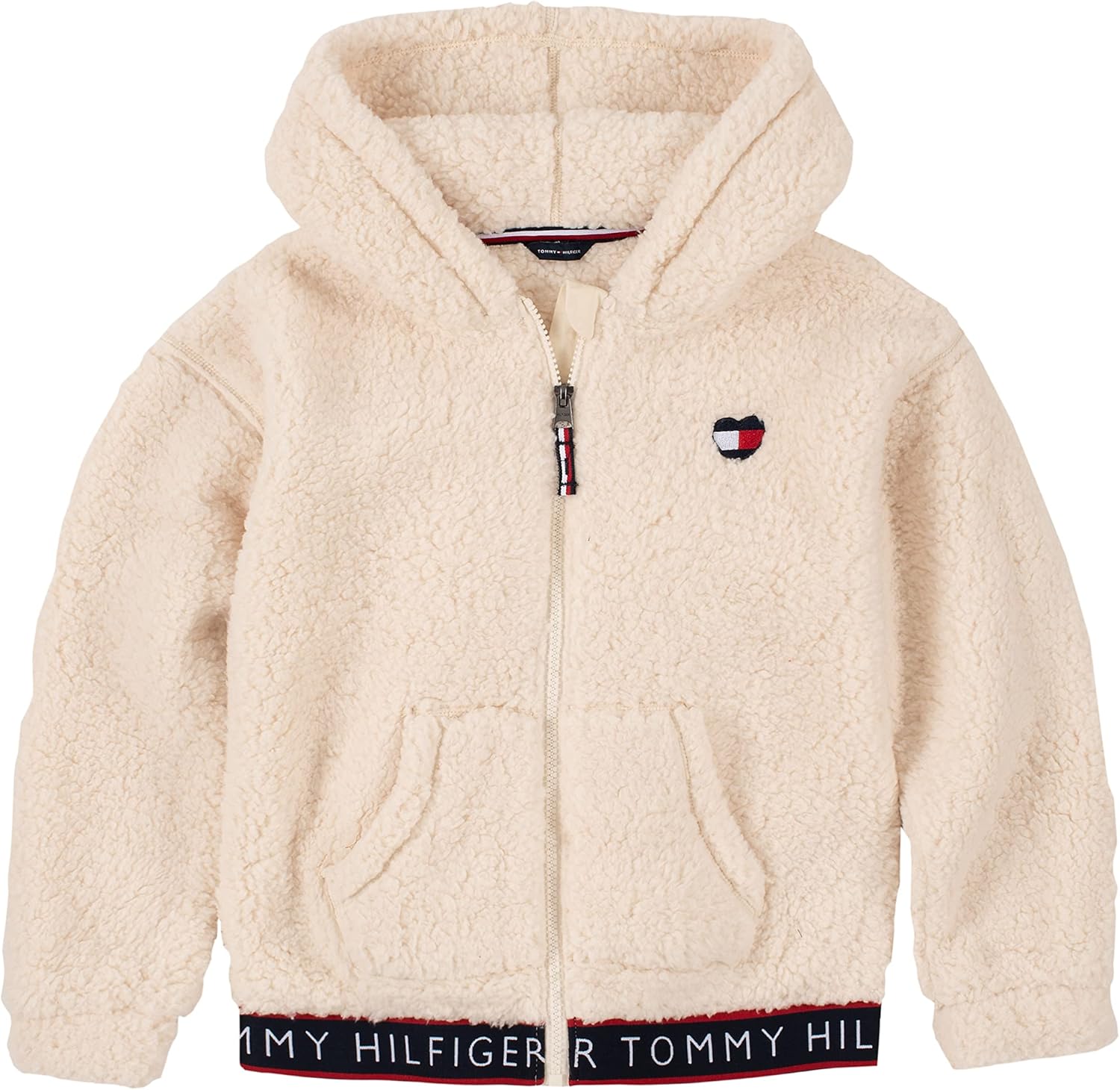 

Толстовка Tommy Hilfiger для девочек с длинным рукавом, флисом, на молнии, с капюшоном и передними карманами, Pearl Sherpa