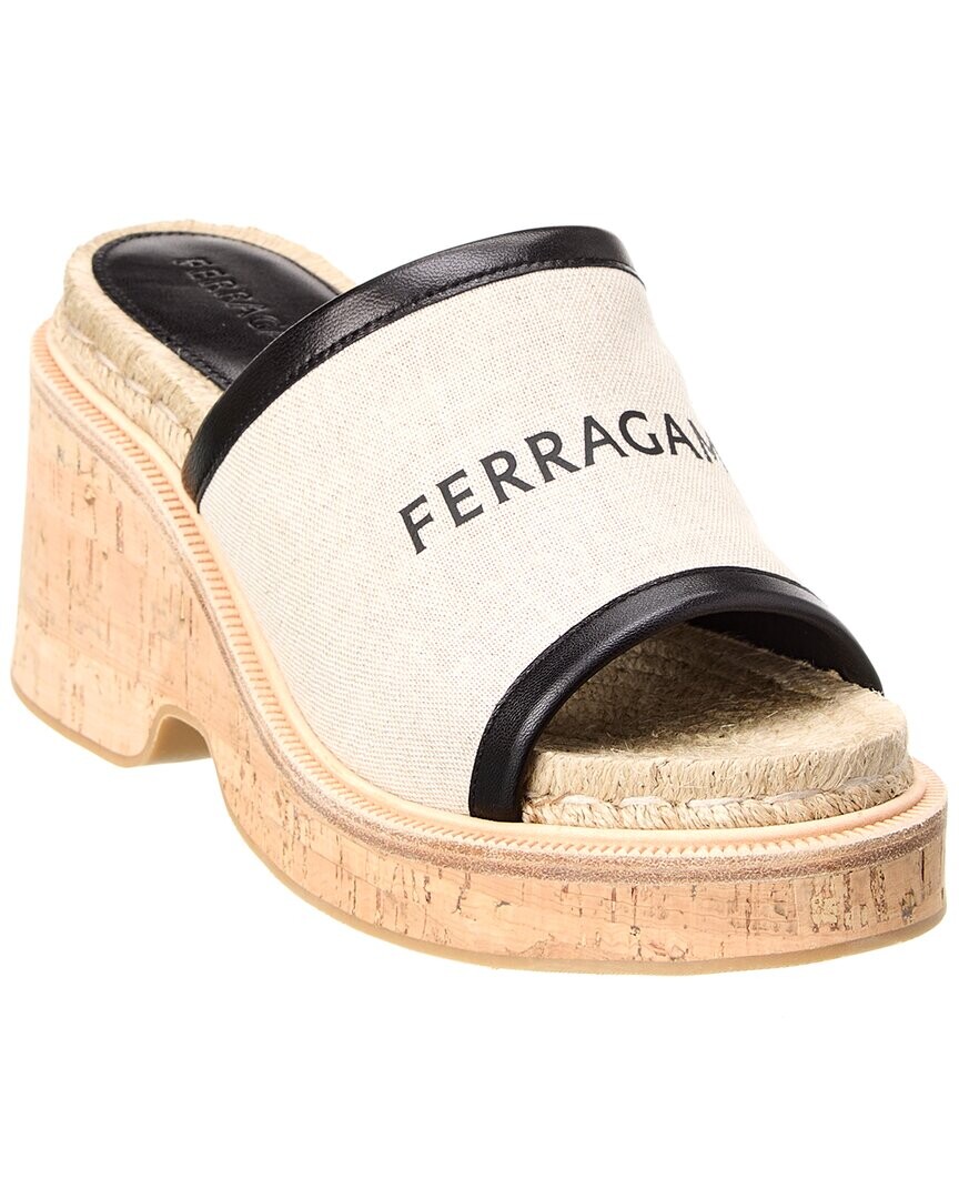 Сандалии на платформе из парусины и кожи с подошвой Ferragamo Salvatore Ferragamo, черный — фото 3