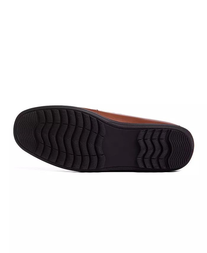 Эллиот Роуд Кожаные Лоферы с Пряжкой и Технологией Hands-Free Slip On Marc Joseph New York, коричневый — фото 4