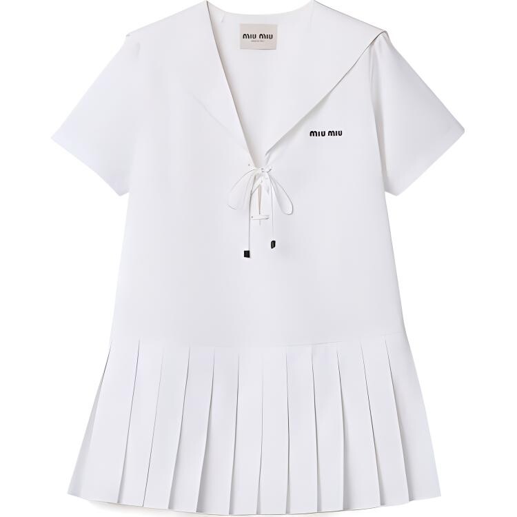 

Платье с короткими рукавами женское белое Miu Miu