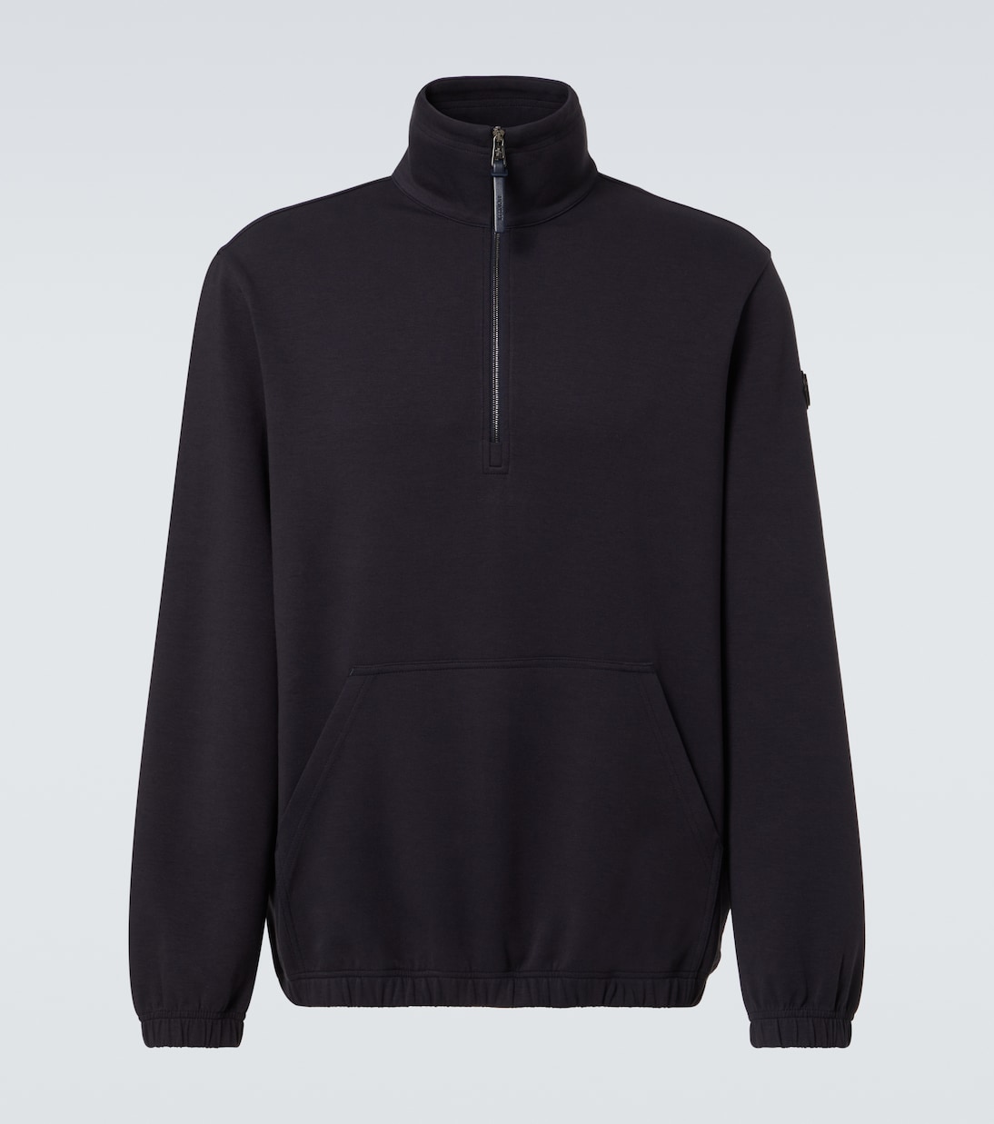 

Полузастегивающийся свитшот из хлопковой смеси Moncler, темно-синий