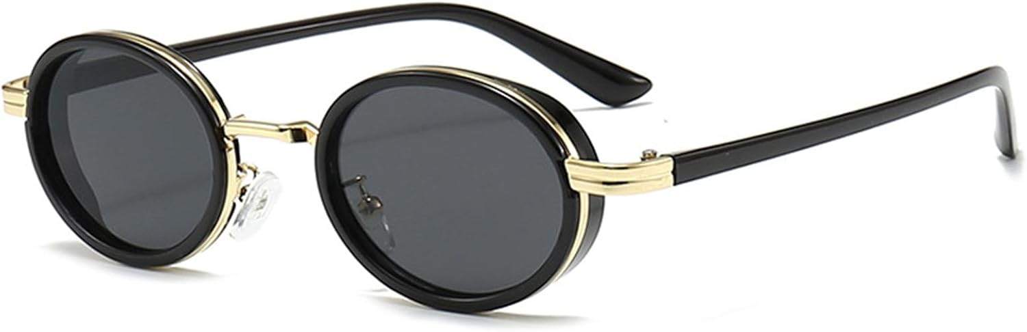 

Винтажные солнцезащитные очки в стиле стимпанк с оправой Ovel для женщин и мужчин, модные, полуметаллическая оправа, хип-хоп панк, защита от ультрафиолета UV400 Bsreyeop, Gold/Grey F4