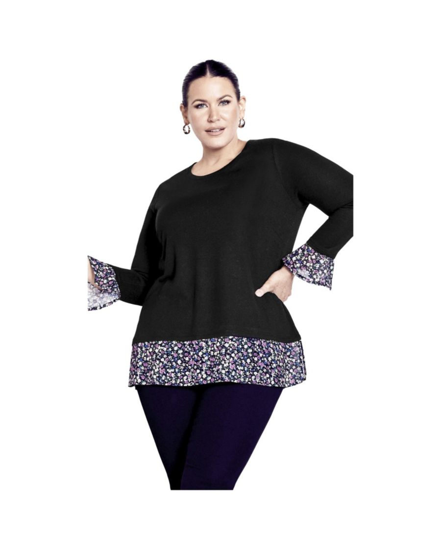 

Женская шифоновая блузка Hacci с принтом AVENUE, Black ditsy