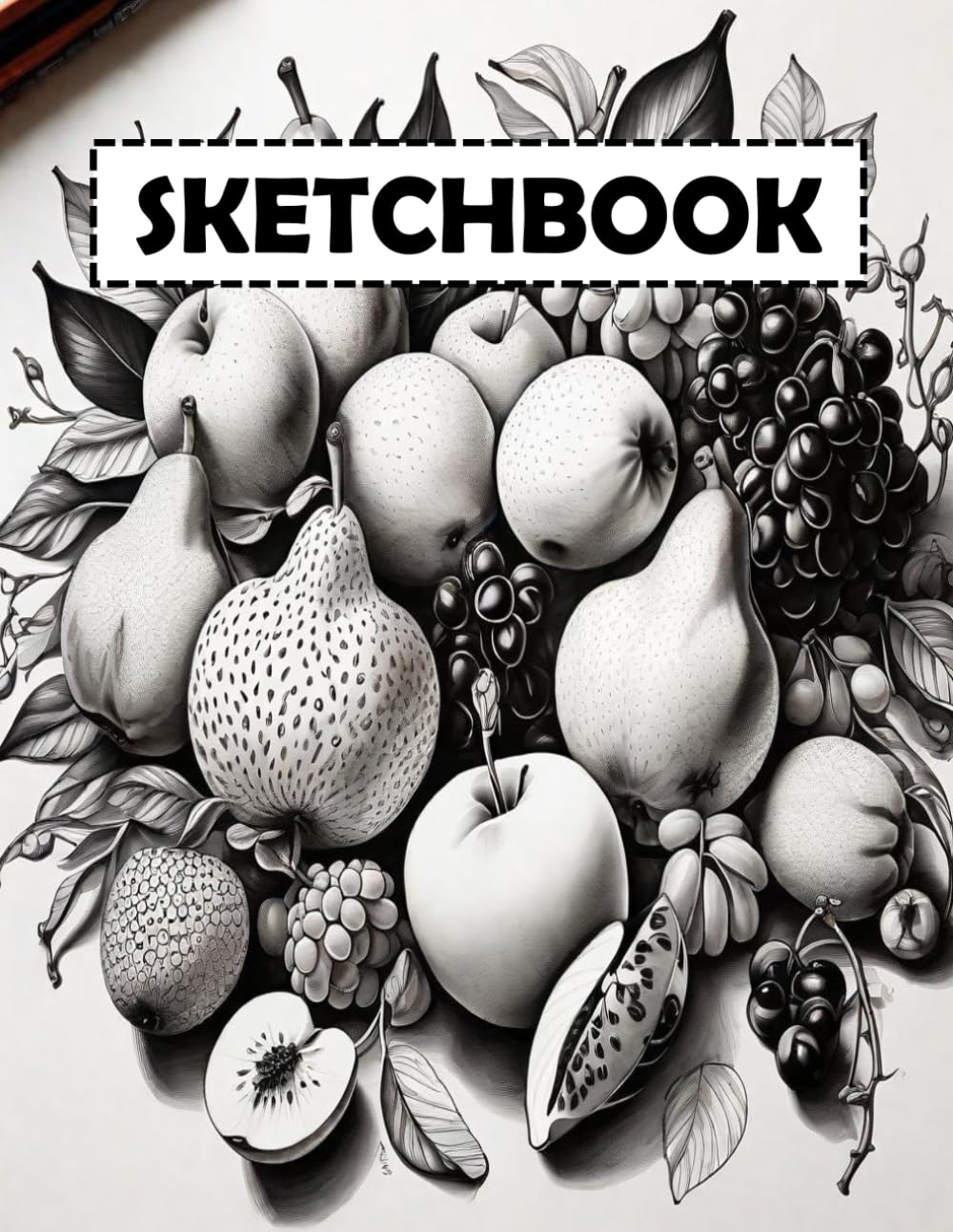 

Sketchbook: Notebook for Drawing, Writing, Painting and Doodle, 120 Pages, 8.5 x 11 (Black and White Fruits Series Cover, Volume 1) (Spanish Edition) (Independently published)
