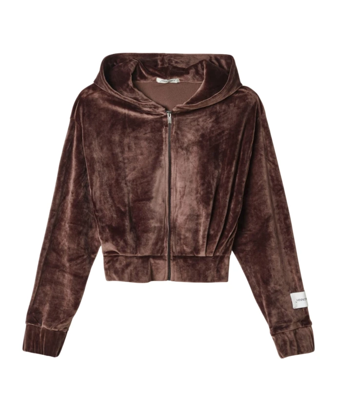 

Велюровая куртка-худи с плиссированным низом Hinnominate, коричневый