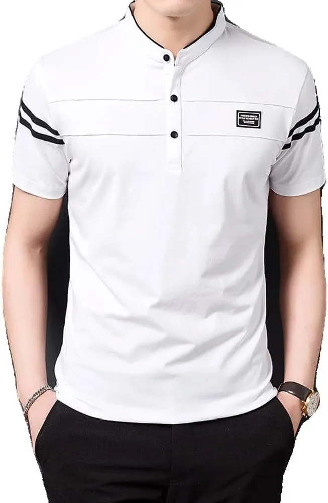 

Мужская летняя рубашка Casual Cotton Breathable с воротником стойкой и коротким рукавом Xingfenly