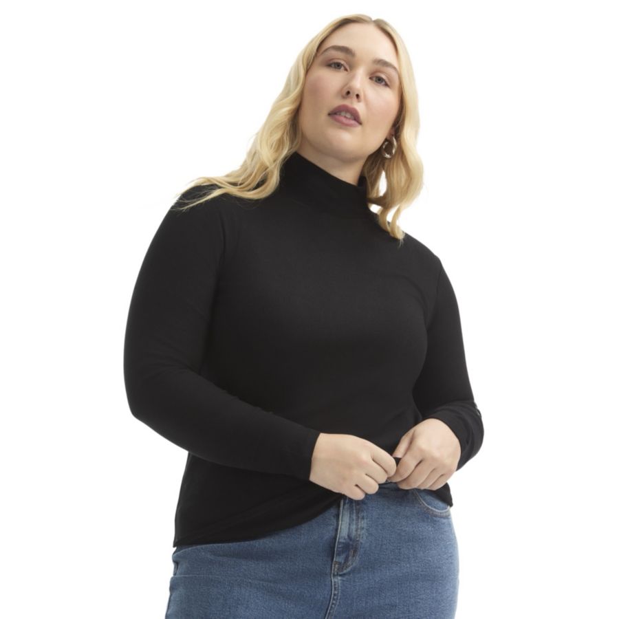 

Женская блузка с высоким воротником в рубчик от June + Vie June & Vie, Black