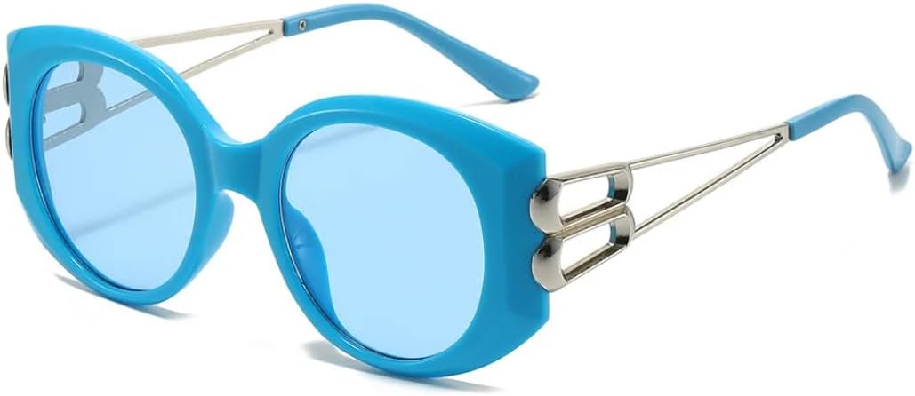 

Ретро-солнцезащитные очки овальной формы для женщин, роскошная оправа с двойной перемычкой, модные солнцезащитные очки для мужчин с защитой от УФ-излучения UV400 VVTWSSW, Blue