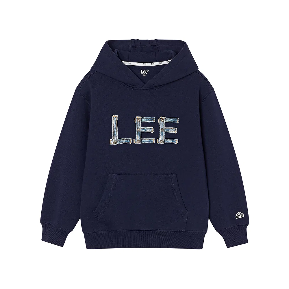 Детское худи с джинсовым логотипом тёмно-синее от Lee Kids