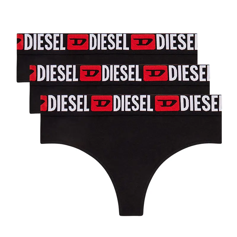 Трусы с логотипом на поясе, набор из трех штук DIESEL, черный