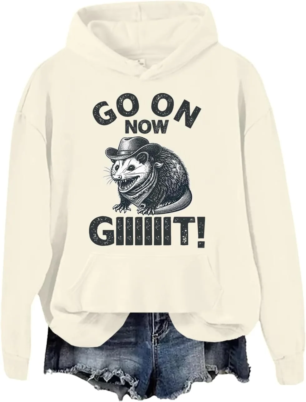 

Винтажный худи с опоссумом в стиле ковбоя JWVEL