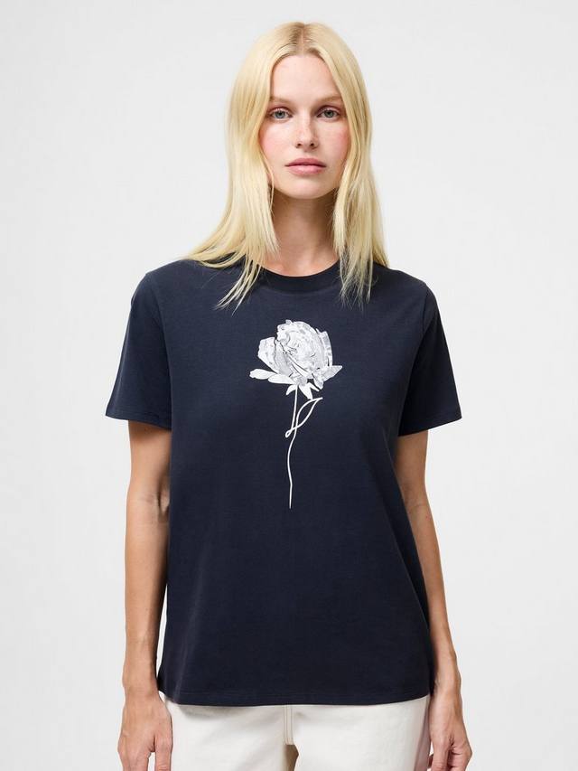 

Футболка с принтом в виде хлопковой розы French Connection, Navy/White