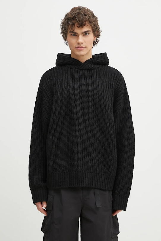

Свитер с добавлением шерсти Chunky Rib Knit Hoody Mki Miyuki Zoku, черный