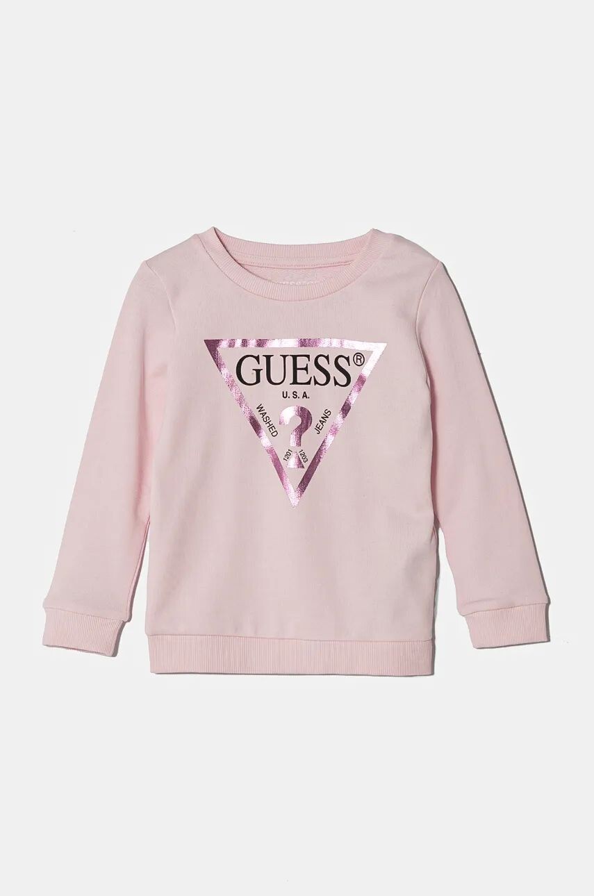Хлопковая толстовка Guess для мальчика/девочки, розовый — фото 2