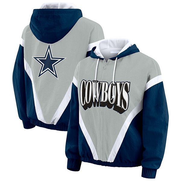 

Женская ветровка-худи с молнией Dallas Cowboys в сине-серой расцветке, plus size Wear By Erin Andrews