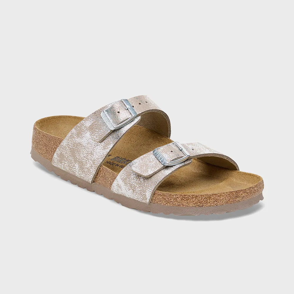 Мужские чёрные слайды Sydney Synthetic Metallic Silver Regular от Birkenstock