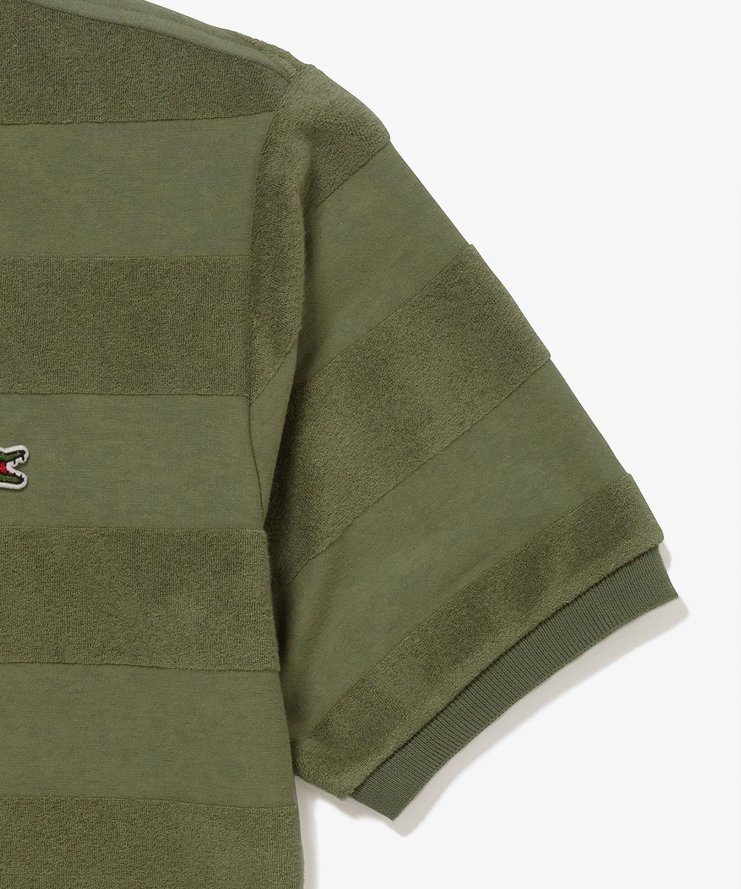 Рубашка-поло LACOSTE Полосатая с ворсистой отделкой, Khaki — фото 3