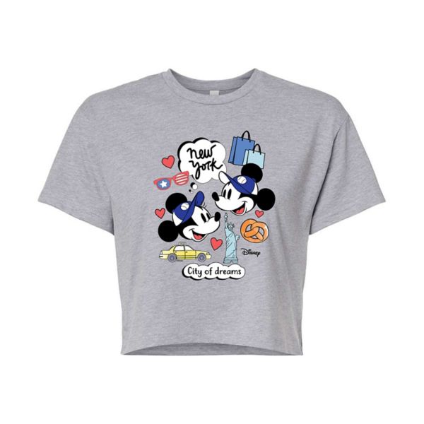 

Укороченная футболка с Микки Маусом из Нью-Йорка Disney, серый