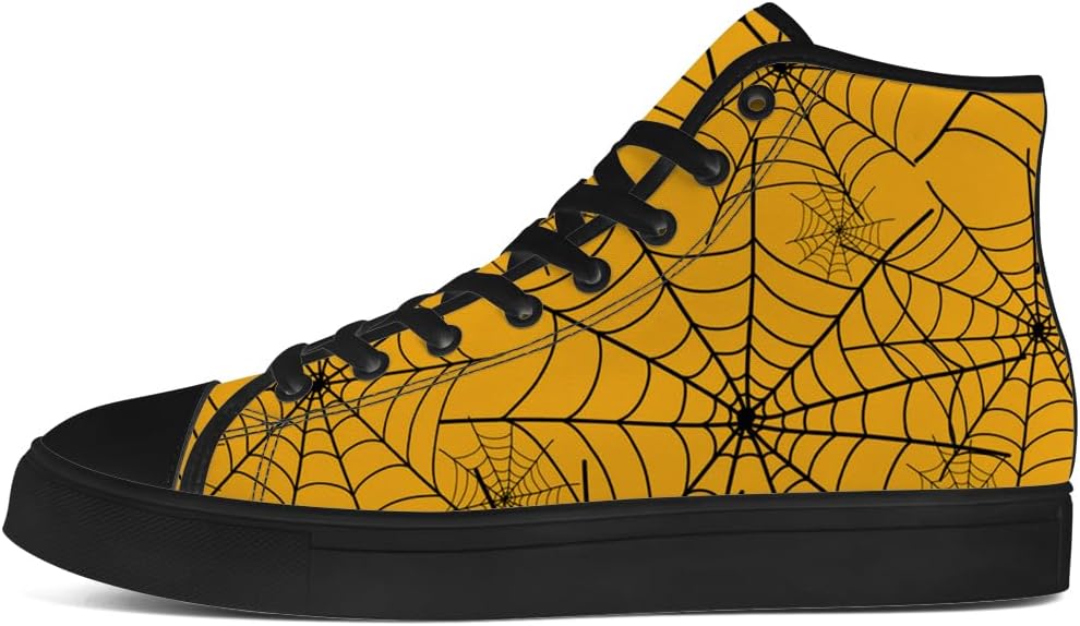 Кеды на высокой платформе chebing Spider Web из холщовой ткани для мужчин и женщин, высокие кроссовки на шнуровке, повседневная обувь, подарок для парня или девушки, оранжевый — фото 3