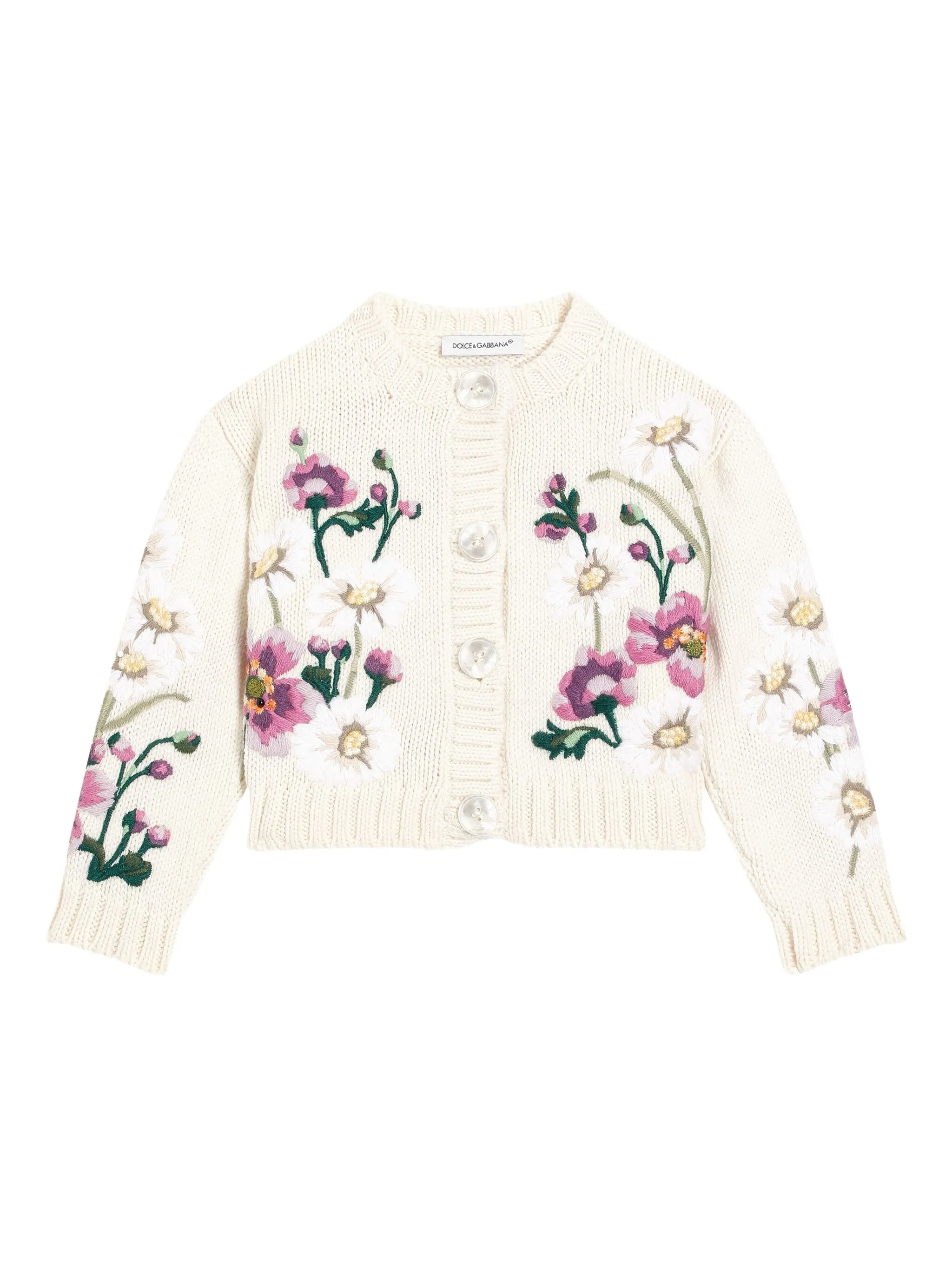 Кардиган с цветочной вышивкой Dolce & Gabbana Kids, белый